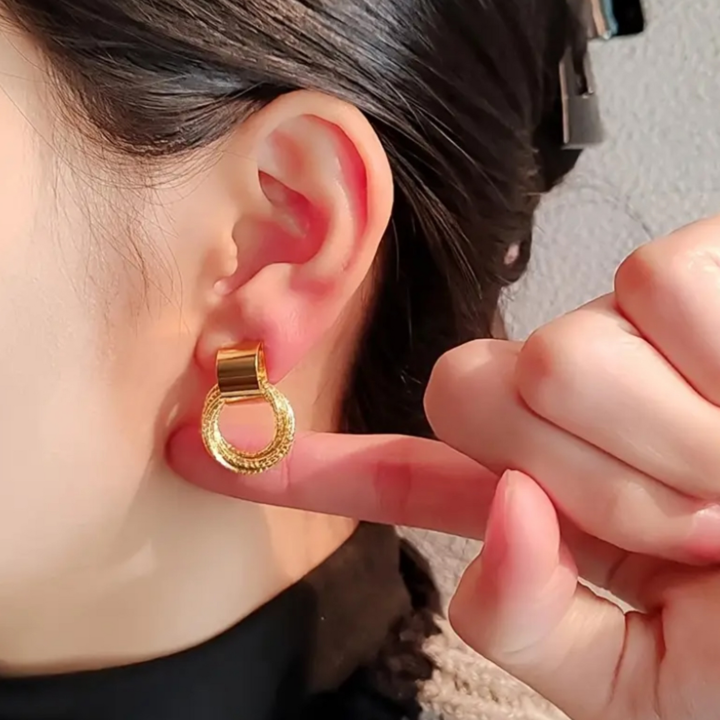 Tripple Halo Gold Earings