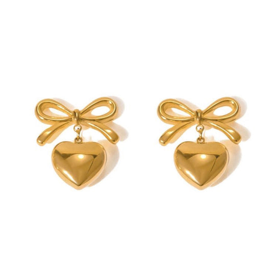 Bow Heart Danglers
