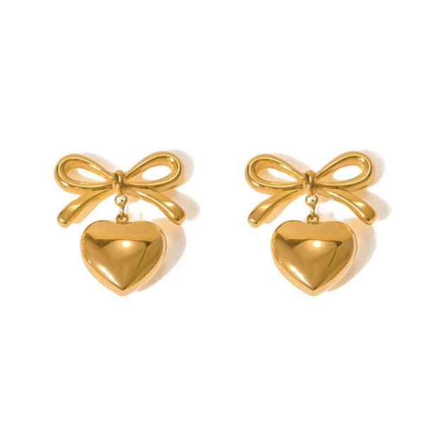 Bow Heart Danglers