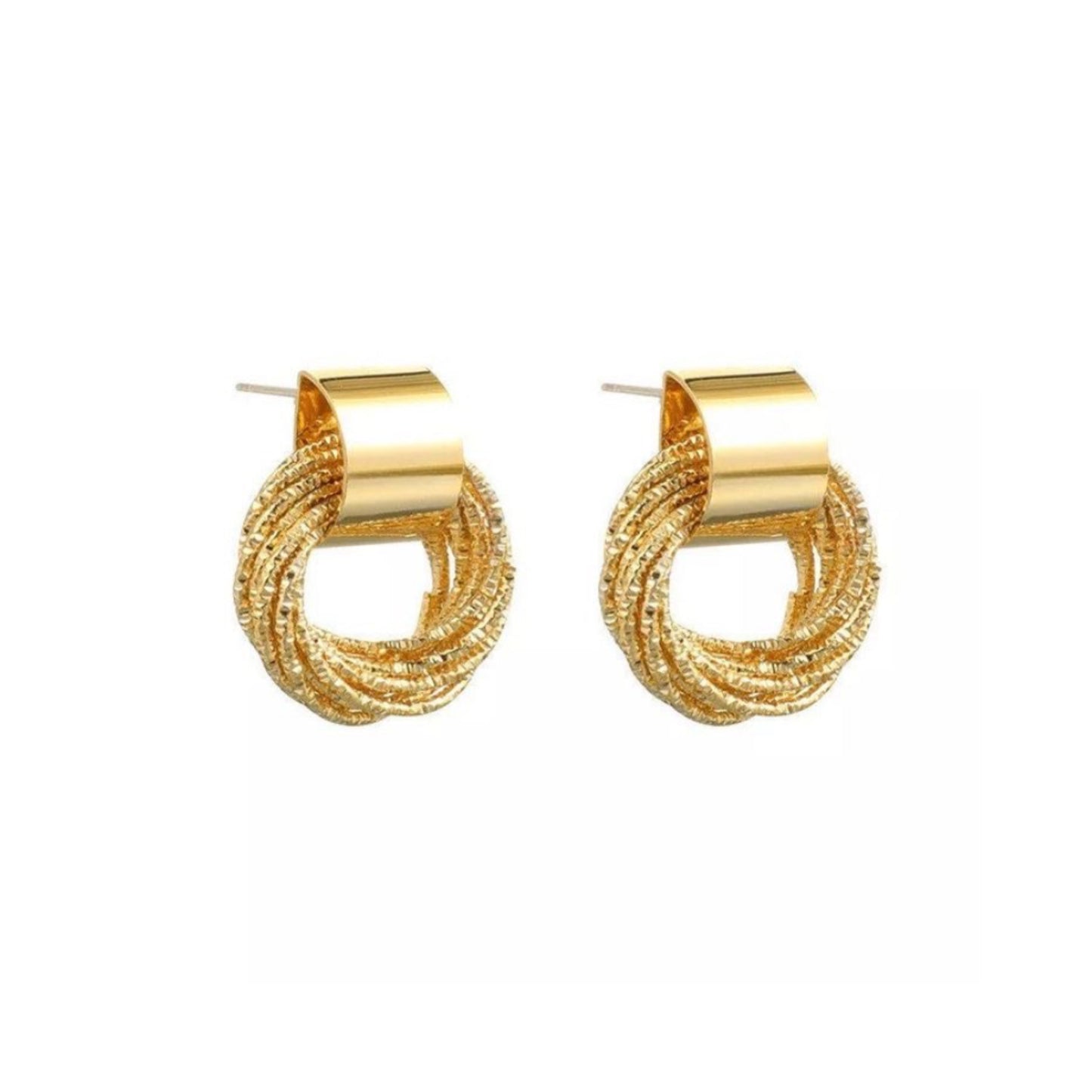 Tripple Halo Gold Earings