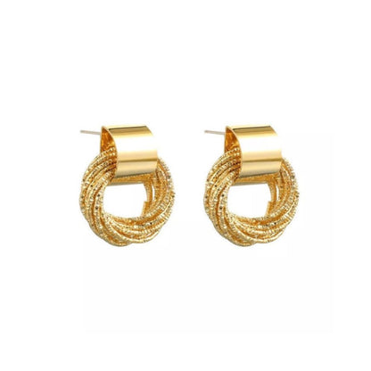 Tripple Halo Gold Earings